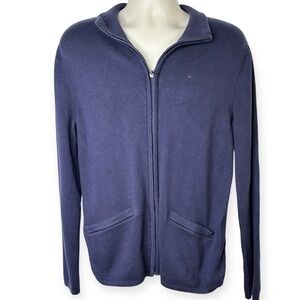American Airlines Lands End Blue Zip Up Cardigan Sweater M 38-40
